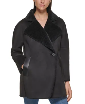 Calvin Klein Womens Midi Warm Faux Fur Coat M1IJ4472