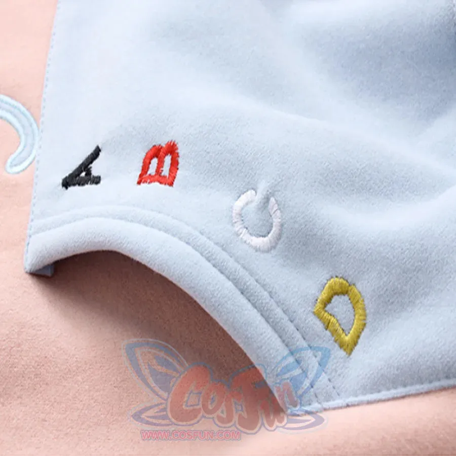 Cat Embroidery Velvet Color-block Hoodie J10021