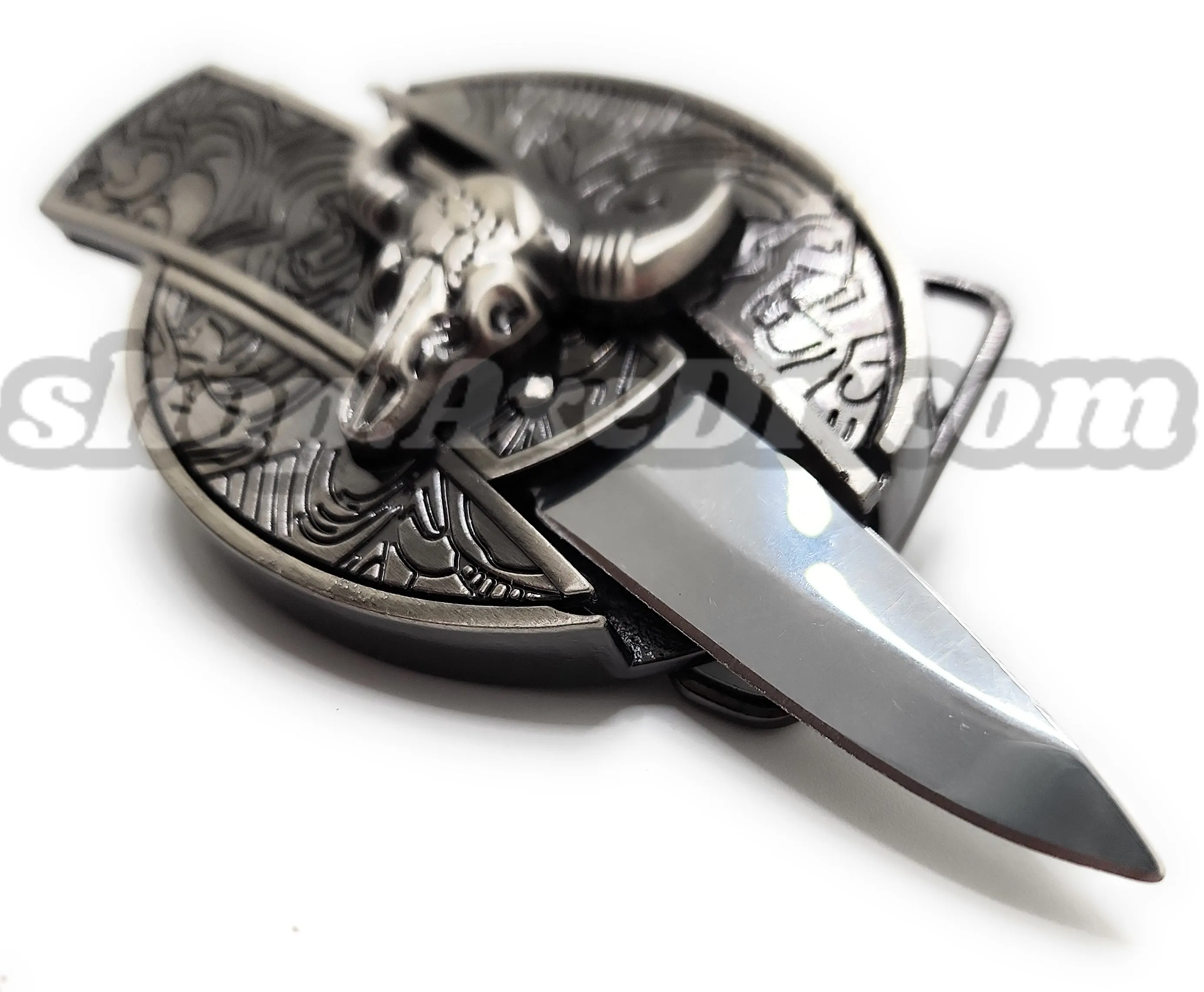 Cattle Skull Folding Knife Belt Buckle