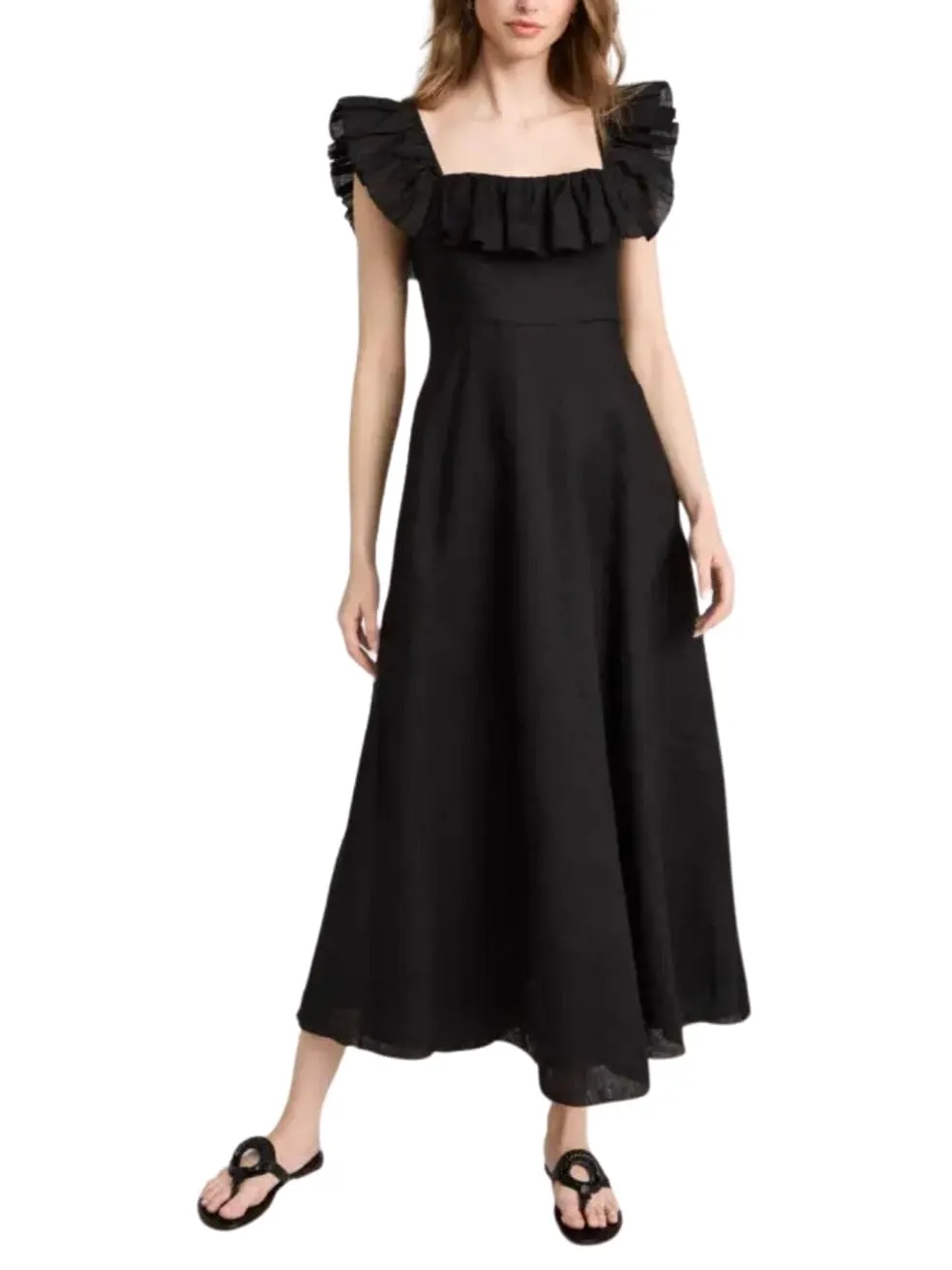 Circa Ruffle Neck Long Dress
