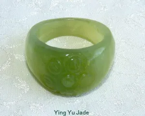 Classic Chinese Jade "Flower" Ring Size 8