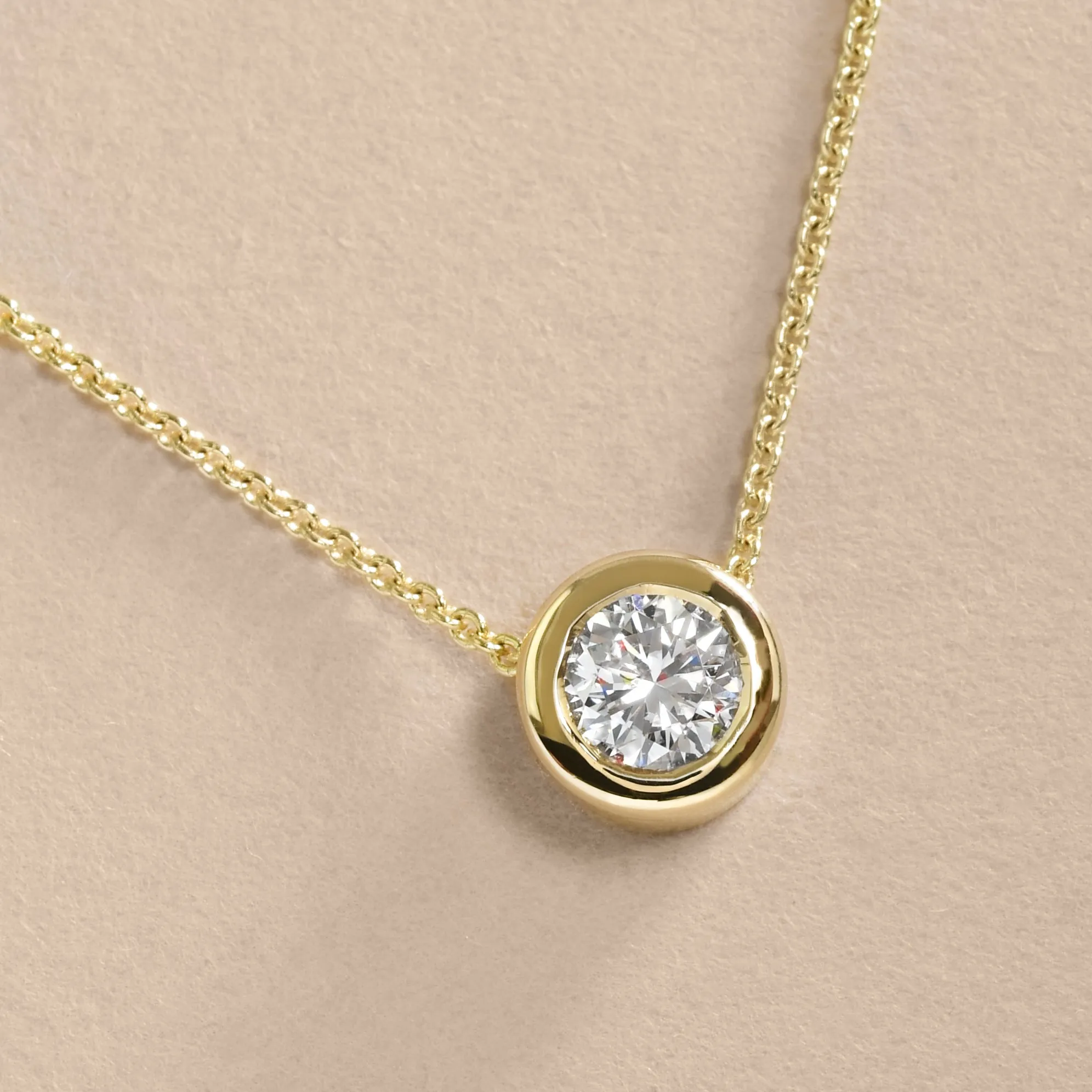 Classic Diamond Bezel Pendant In Gold
