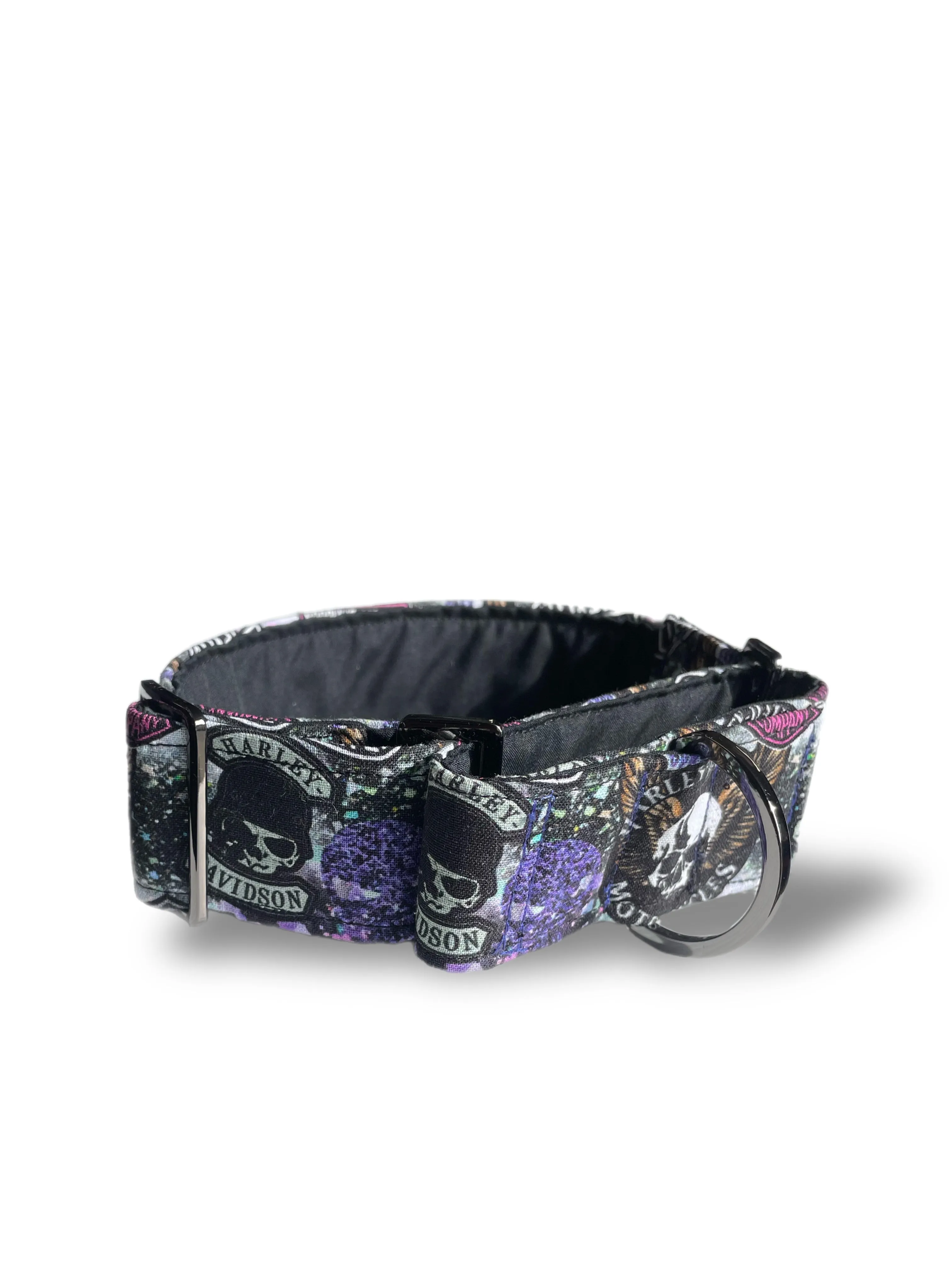 Cotton covered greyhound Martingale collar ‘Harley’ design wide super soft