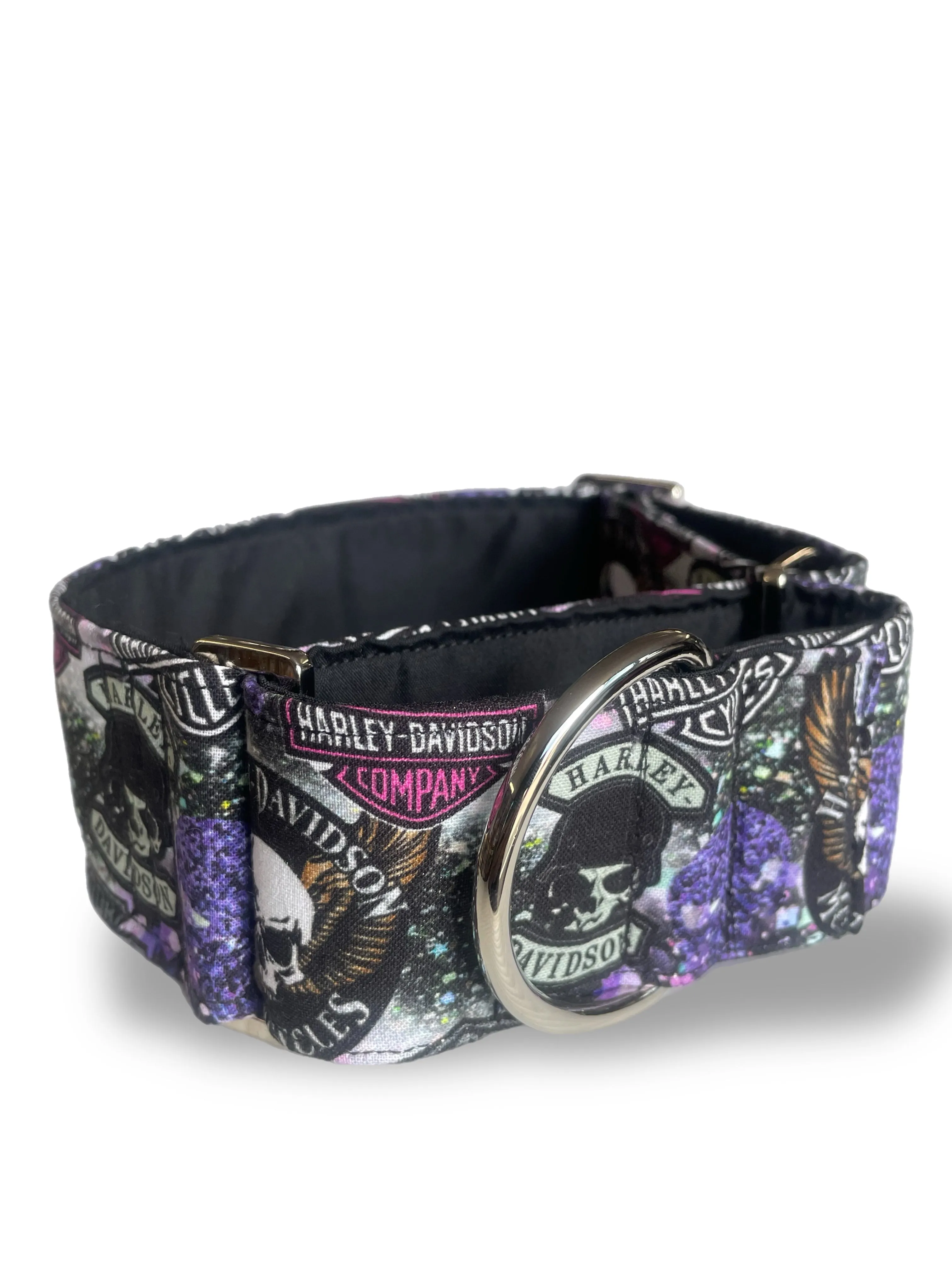 Cotton covered greyhound Martingale collar ‘Harley’ design wide super soft