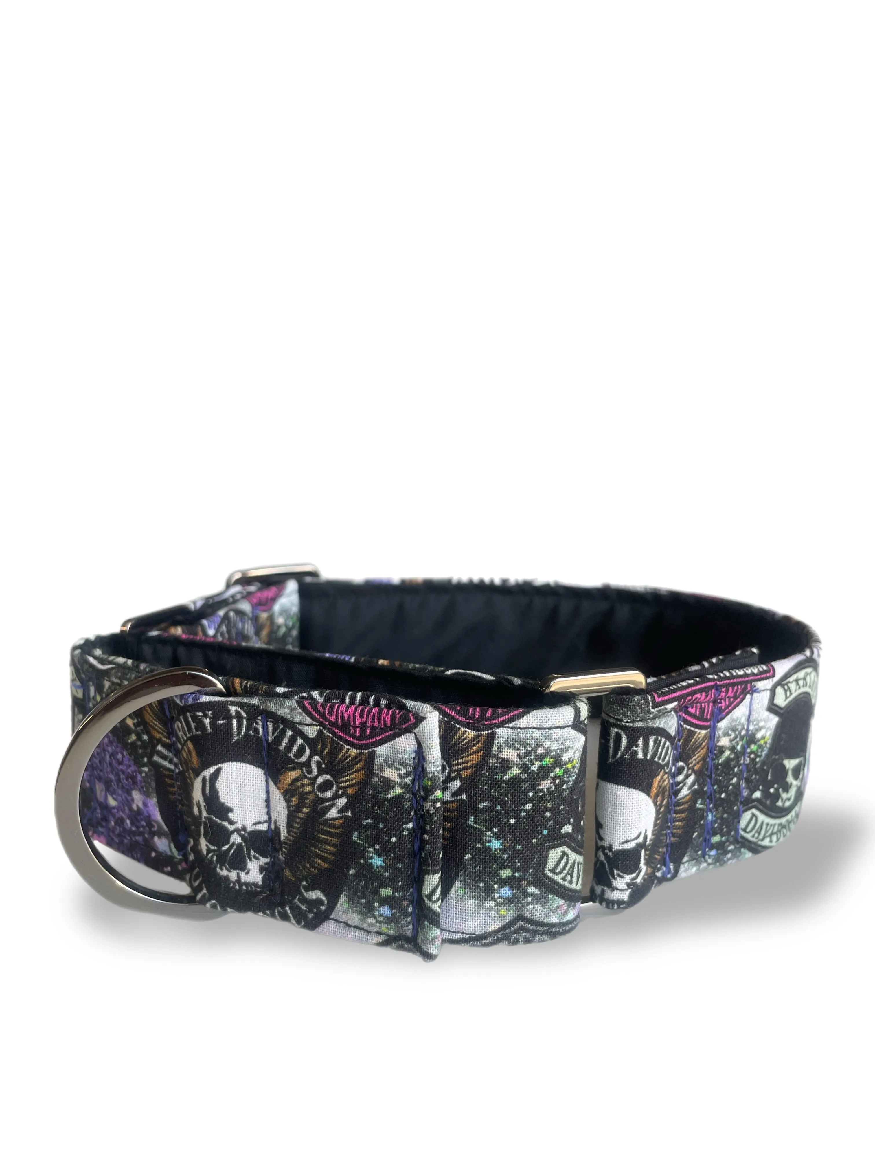 Cotton covered greyhound Martingale collar ‘Harley’ design wide super soft