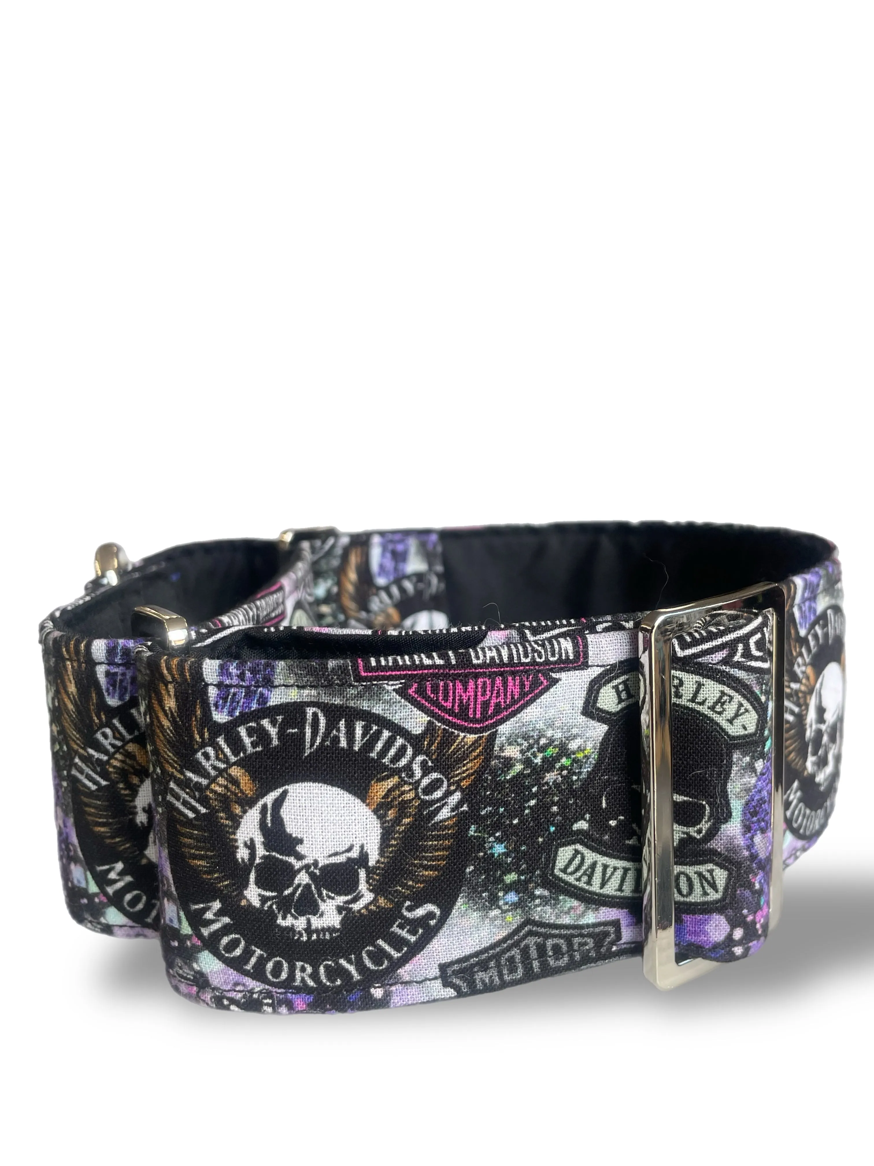 Cotton covered greyhound Martingale collar ‘Harley’ design wide super soft