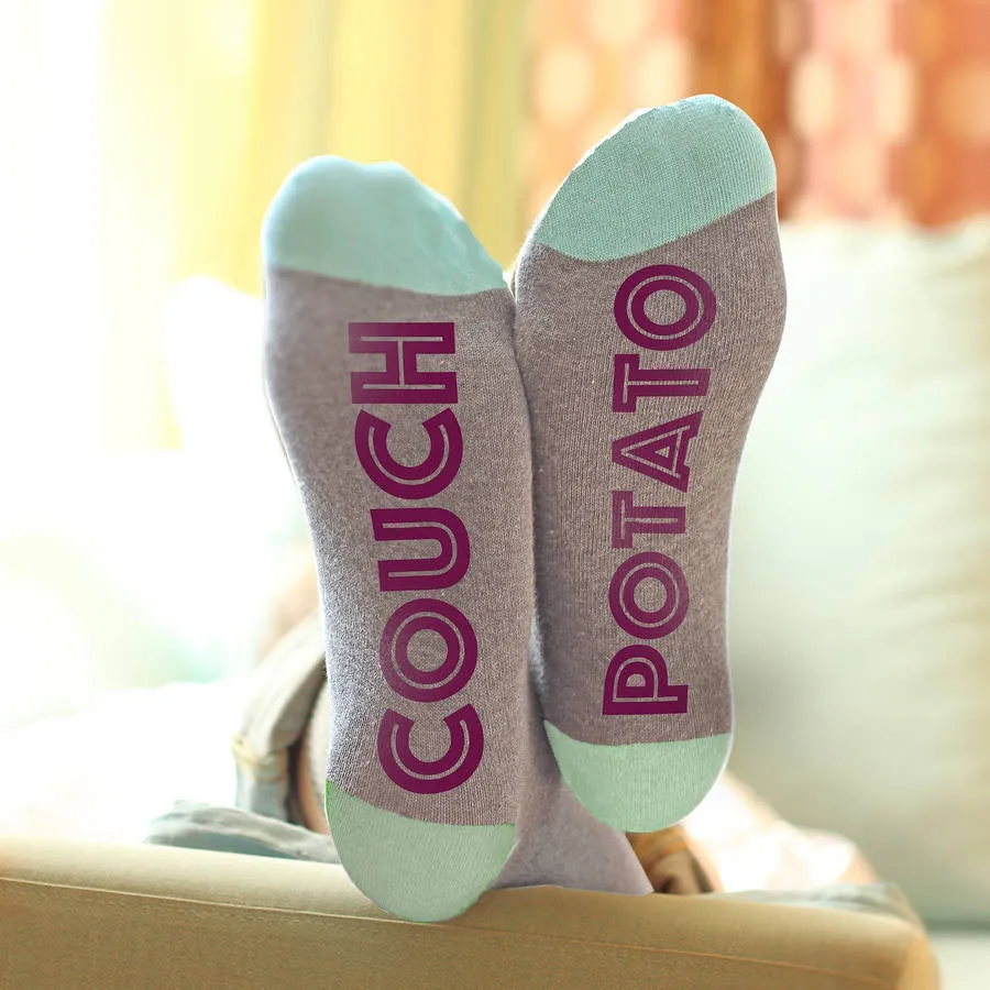 Couch Potato message 'Feet Up' socks