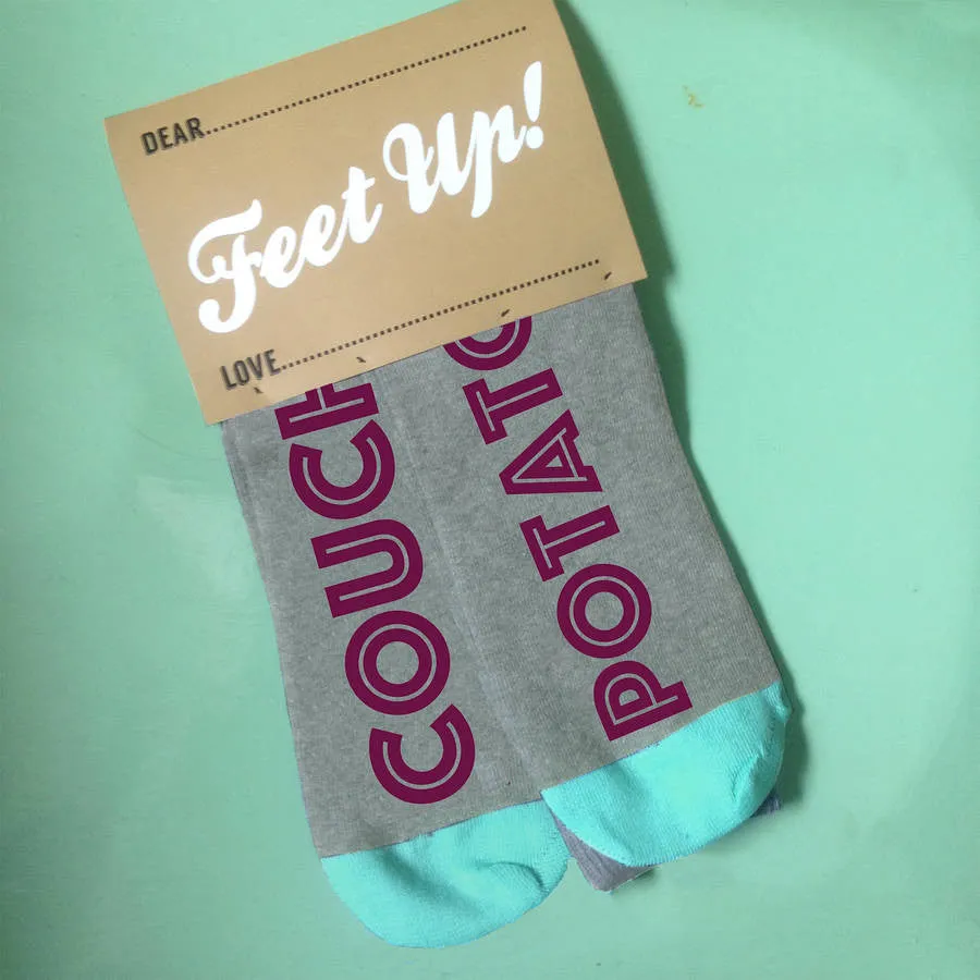 Couch Potato message 'Feet Up' socks