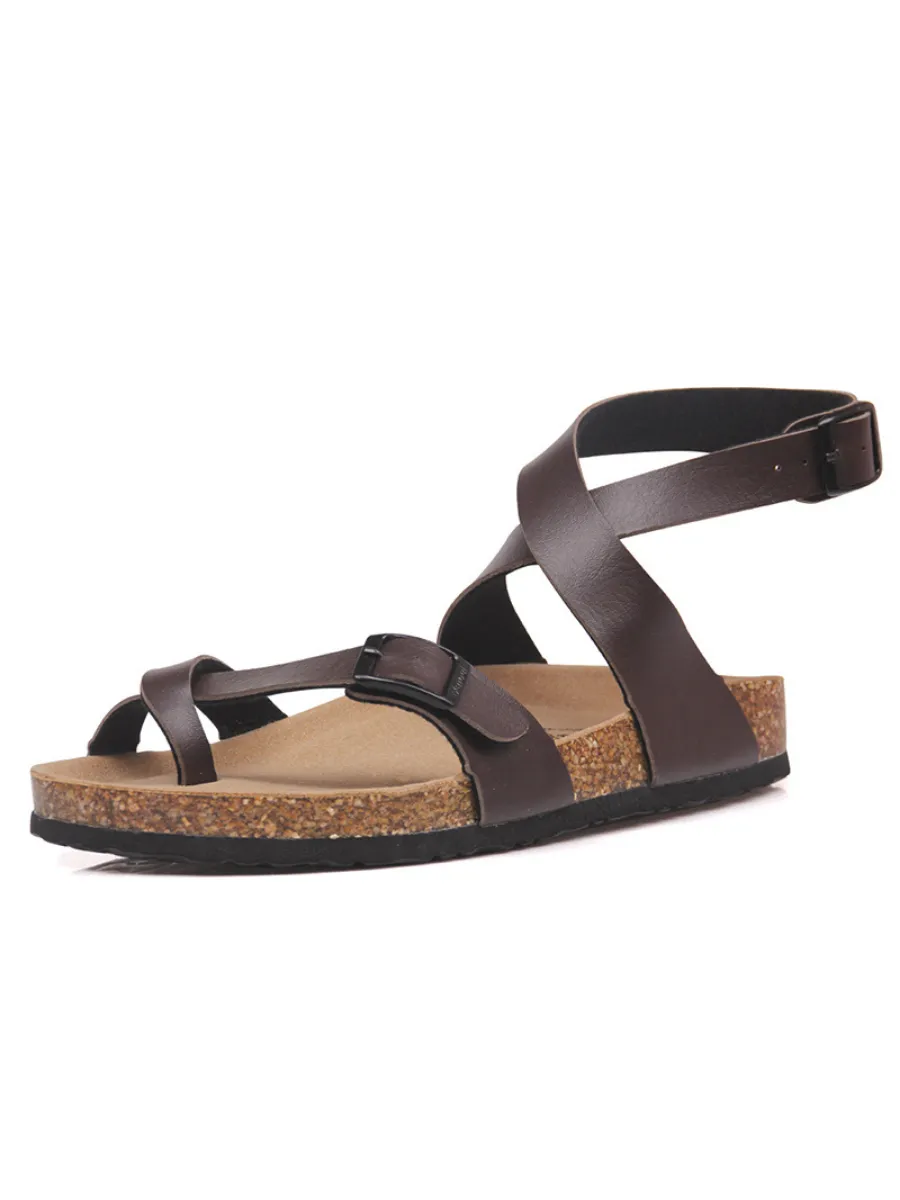 Crisscross Wrap Buckle-Up Strapes Ankle Sandals