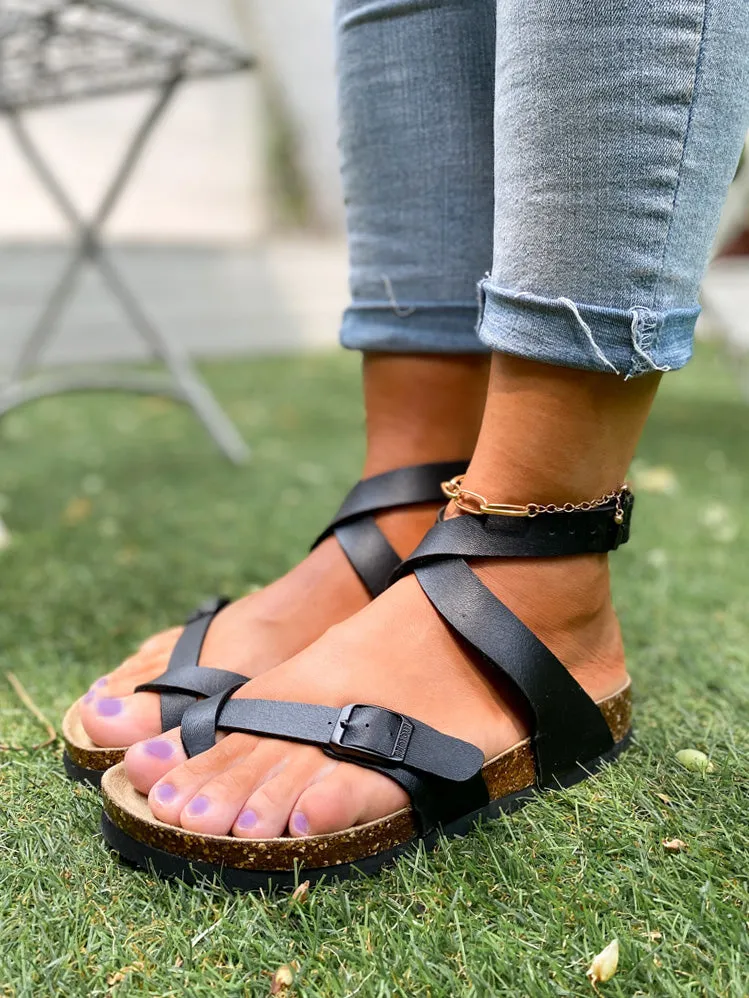Crisscross Wrap Buckle-Up Strapes Ankle Sandals