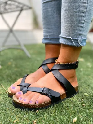 Crisscross Wrap Buckle-Up Strapes Ankle Sandals