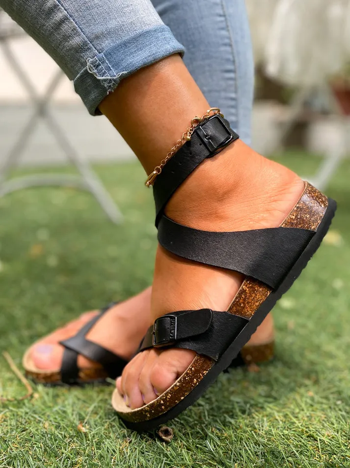Crisscross Wrap Buckle-Up Strapes Ankle Sandals