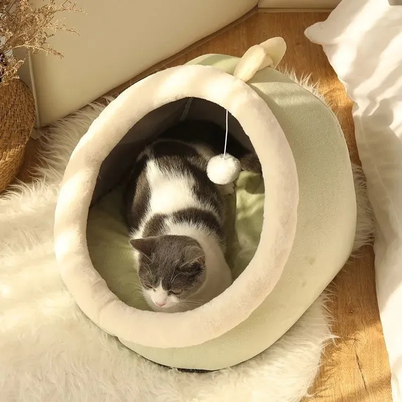 Cute Warm Washable Cat Kitten Lounger Cushion Bed Cave