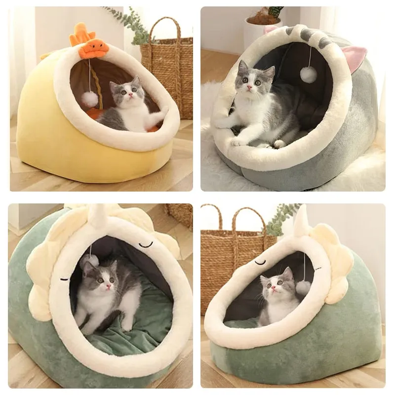 Cute Warm Washable Cat Kitten Lounger Cushion Bed Cave