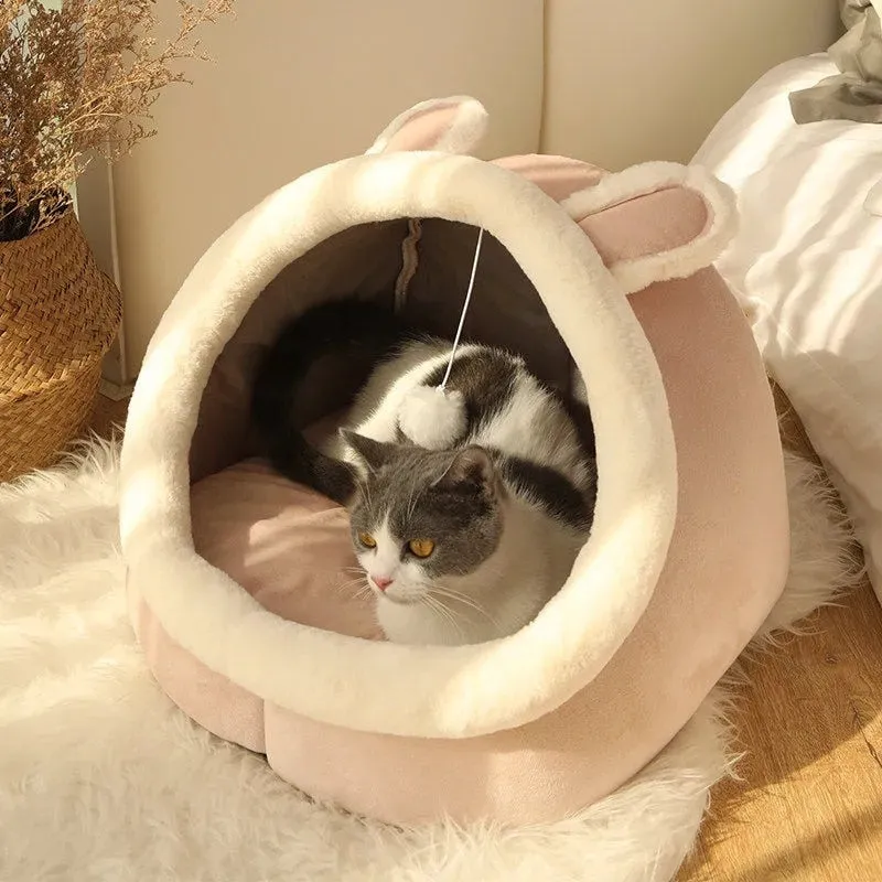 Cute Warm Washable Cat Kitten Lounger Cushion Bed Cave
