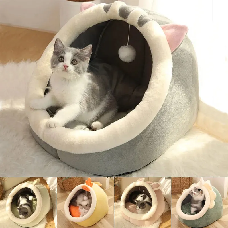 Cute Warm Washable Cat Kitten Lounger Cushion Bed Cave
