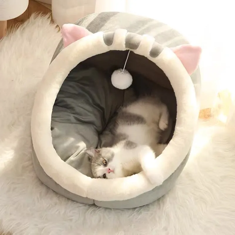Cute Warm Washable Cat Kitten Lounger Cushion Bed Cave