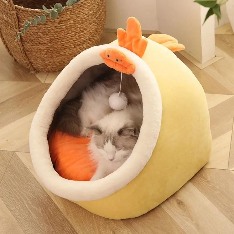 Cute Warm Washable Cat Kitten Lounger Cushion Bed Cave