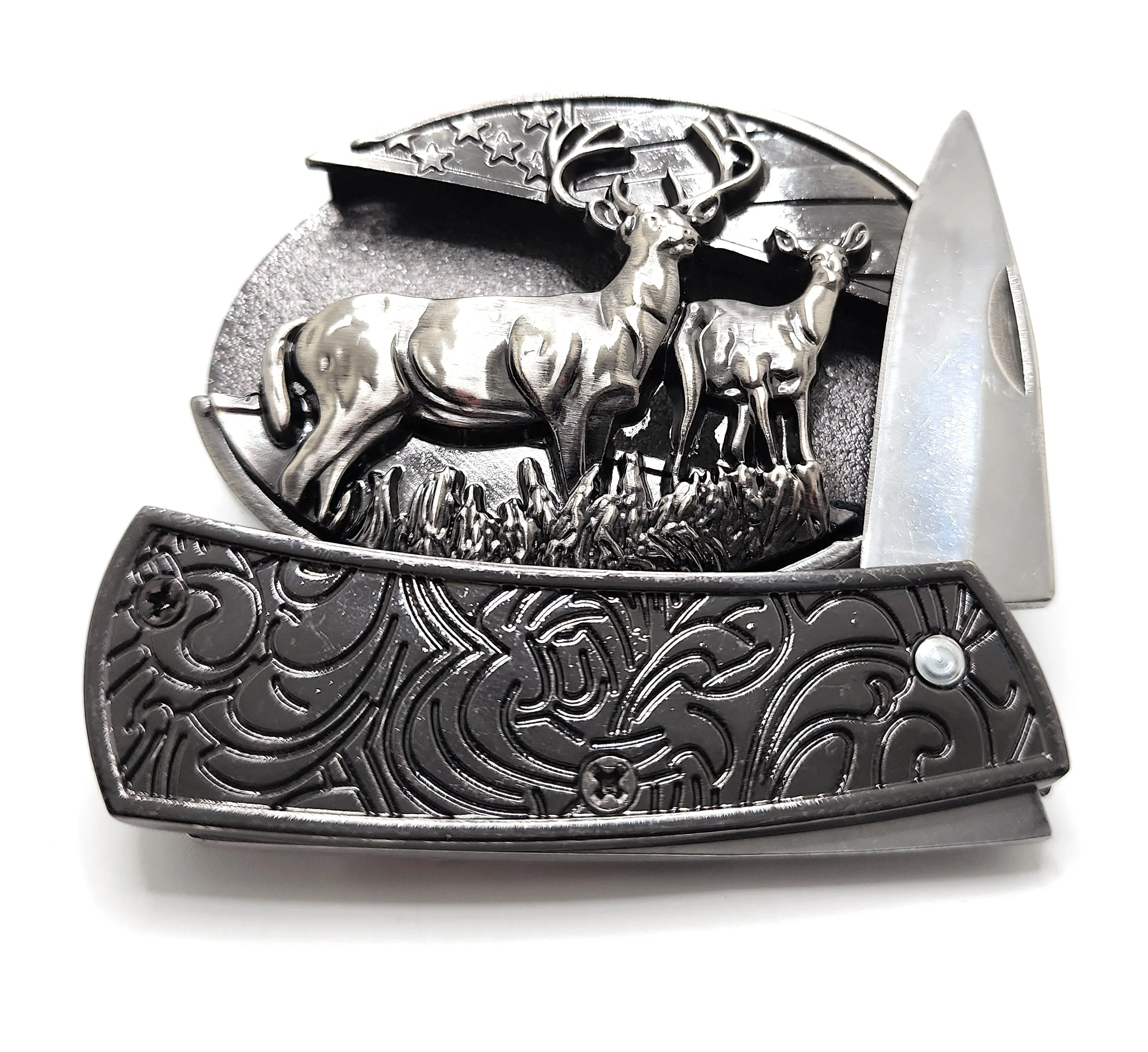 Deer Folding Knife Belt Buckle