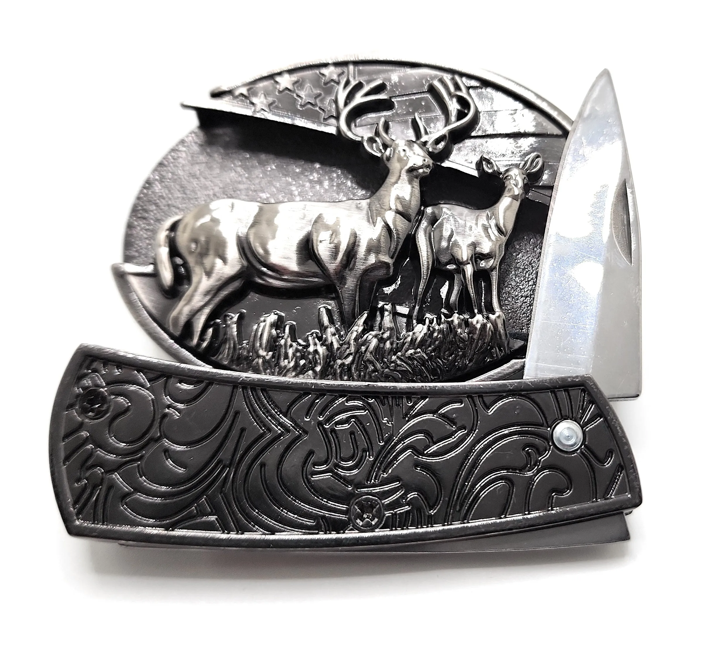 Deer Folding Knife Belt Buckle