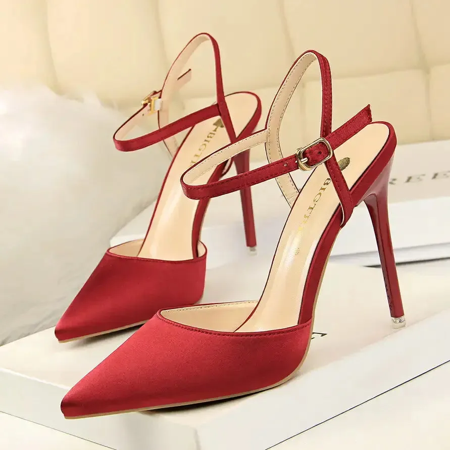 Designer high heels Sexy lady fashion Brand Women studded spikes point toe strappy high heels bride wedding shoes