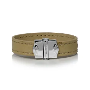 D'Monti Nestier Beige - France Luxe Genuine Ostrich Leather Mens Single Bracelet