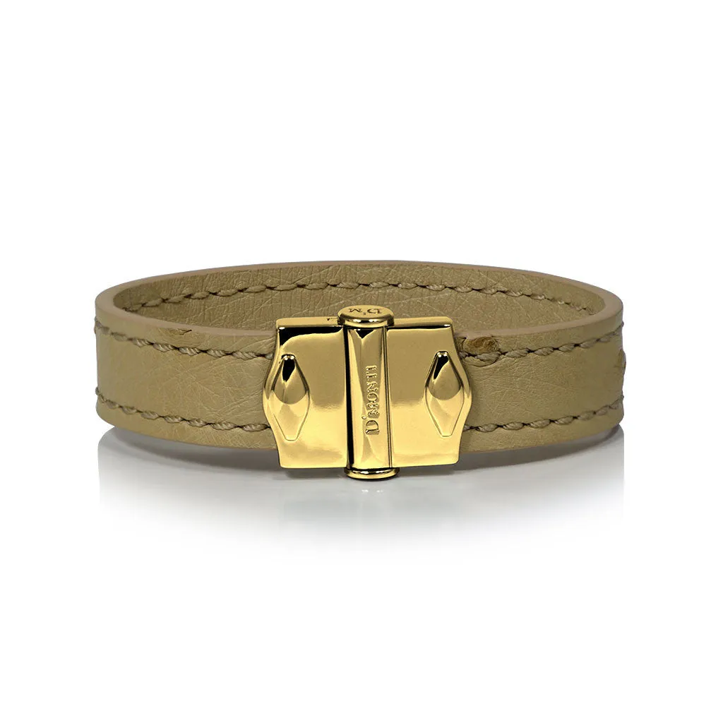 D'Monti Nestier Beige - France Luxe Genuine Ostrich Leather Mens Single Bracelet