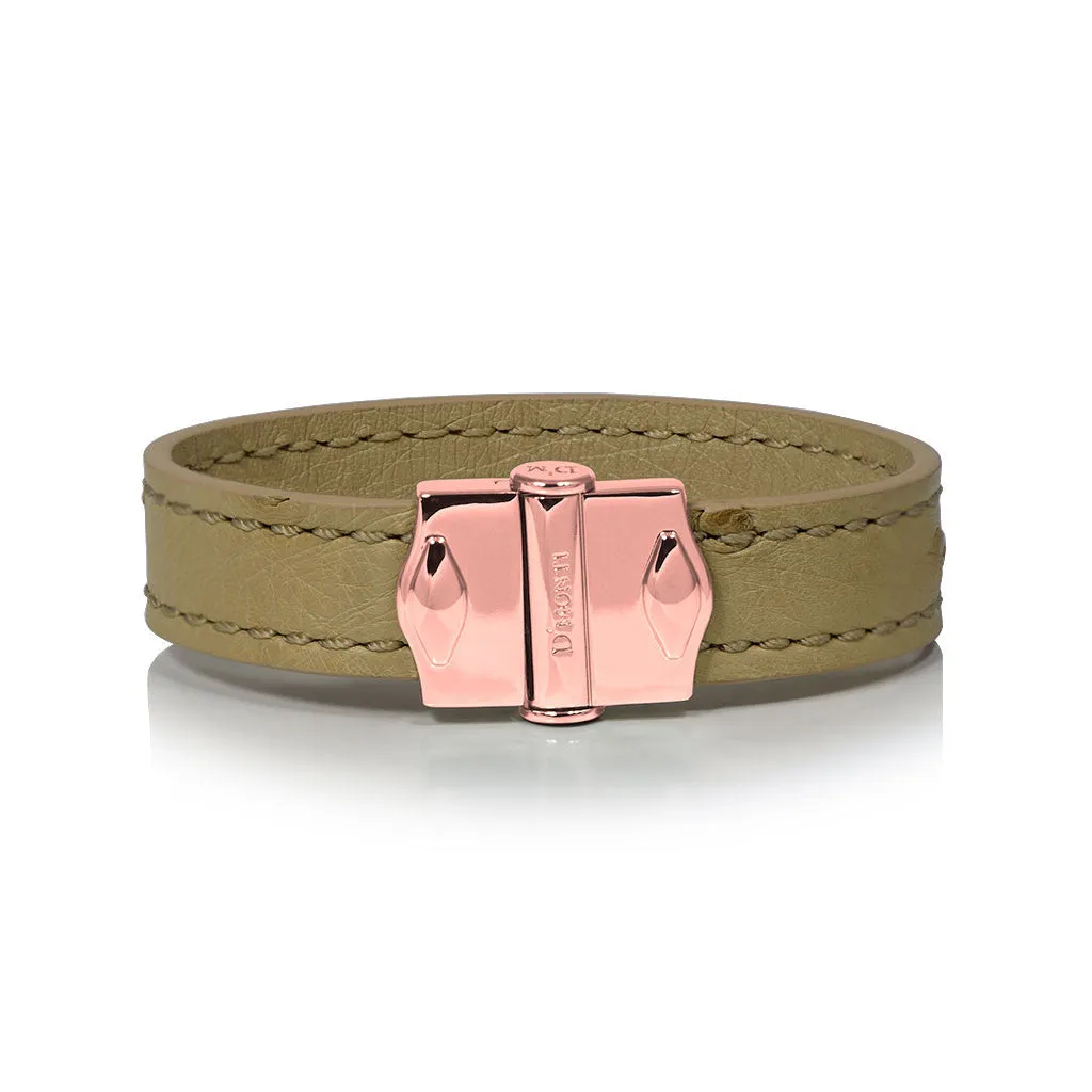 D'Monti Nestier Beige - France Luxe Genuine Ostrich Leather Mens Single Bracelet
