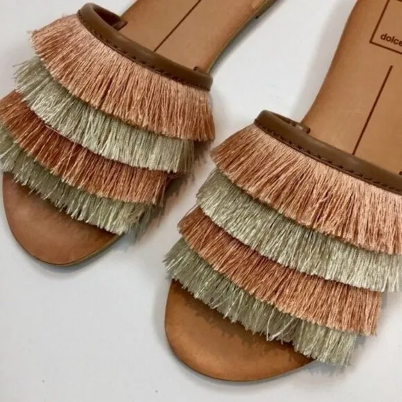 Dolce Vita Celaya Fringe Slide Sandals Size 6