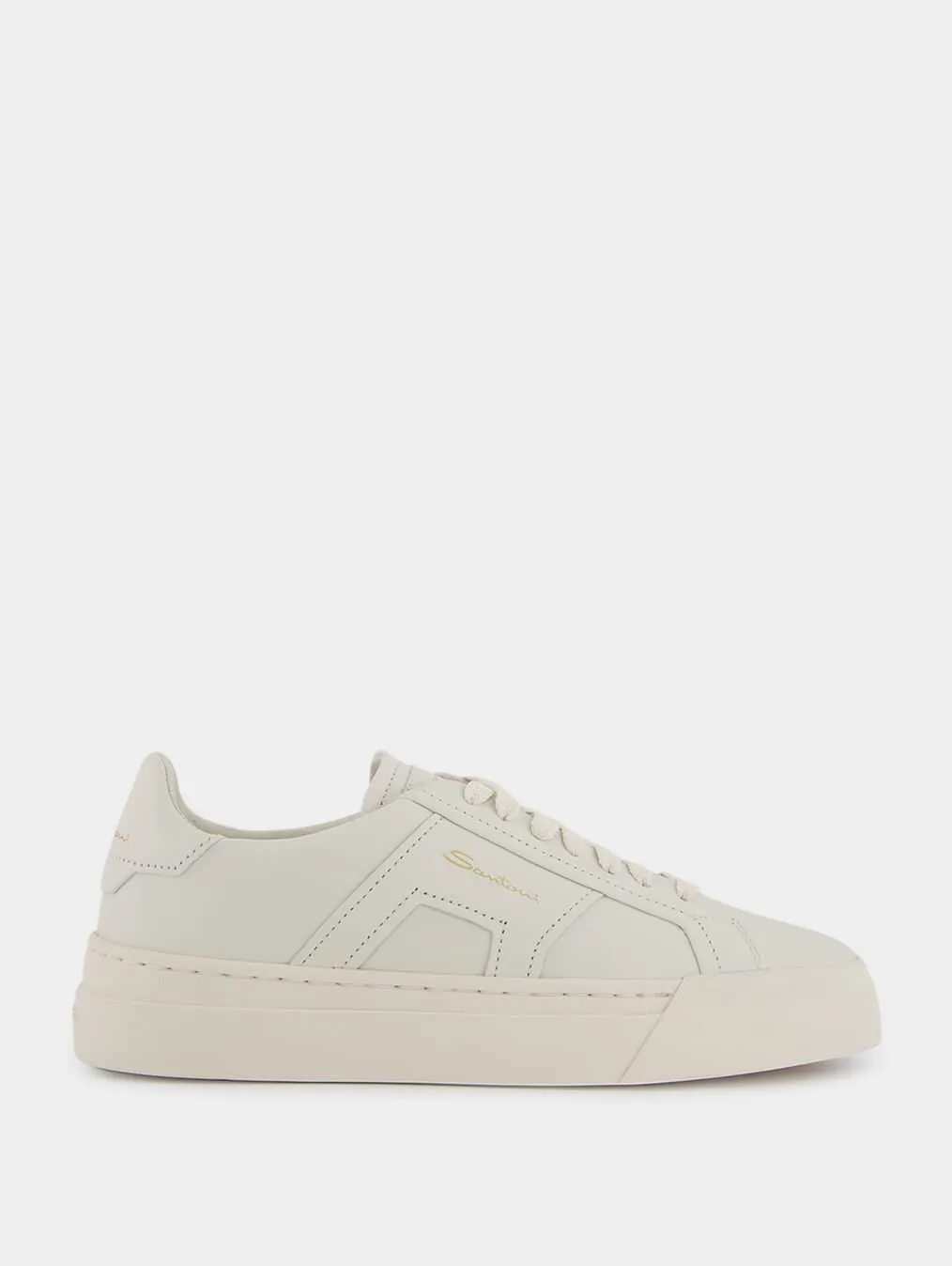 Double Buckle Leather Sneakers