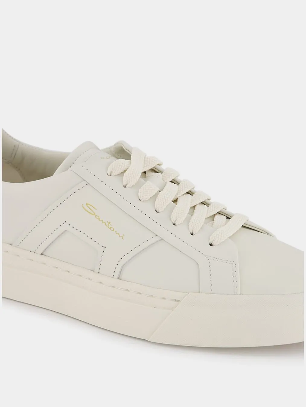 Double Buckle Leather Sneakers