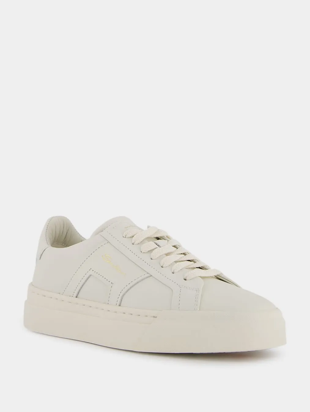 Double Buckle Leather Sneakers