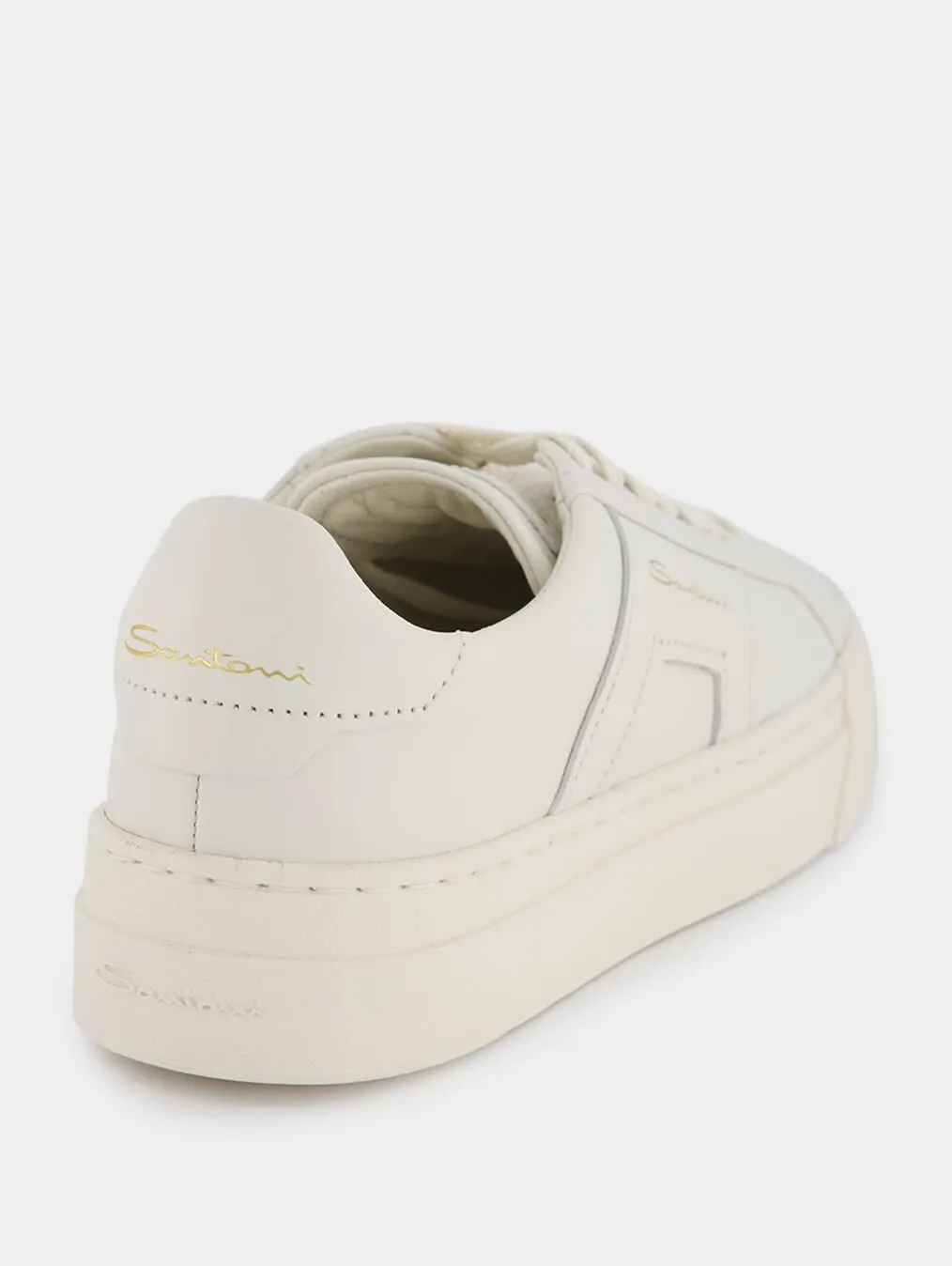 Double Buckle Leather Sneakers