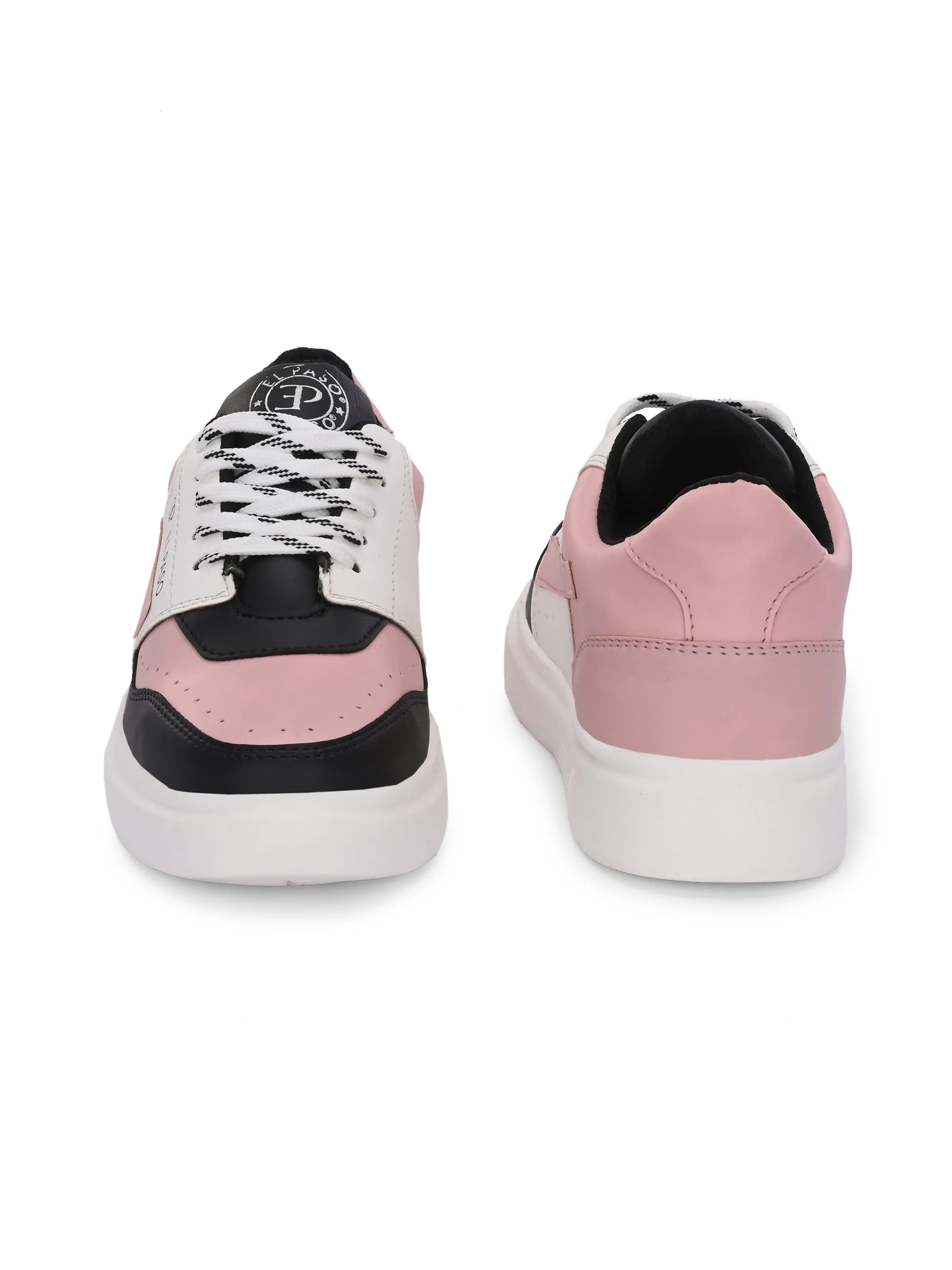 EL PASO Faux Leather Casual Lace Up Sneakers For Women