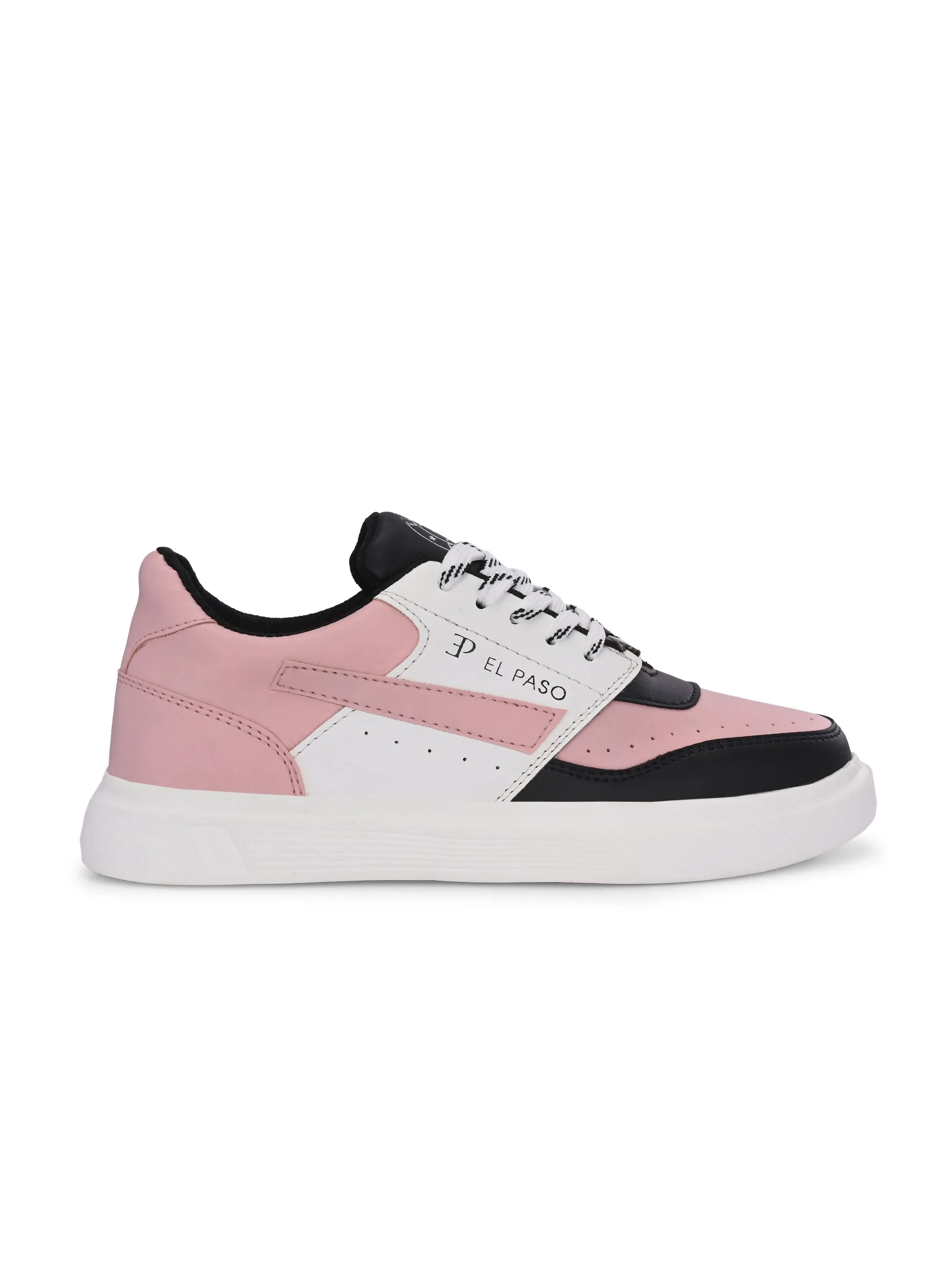 EL PASO Faux Leather Casual Lace Up Sneakers For Women