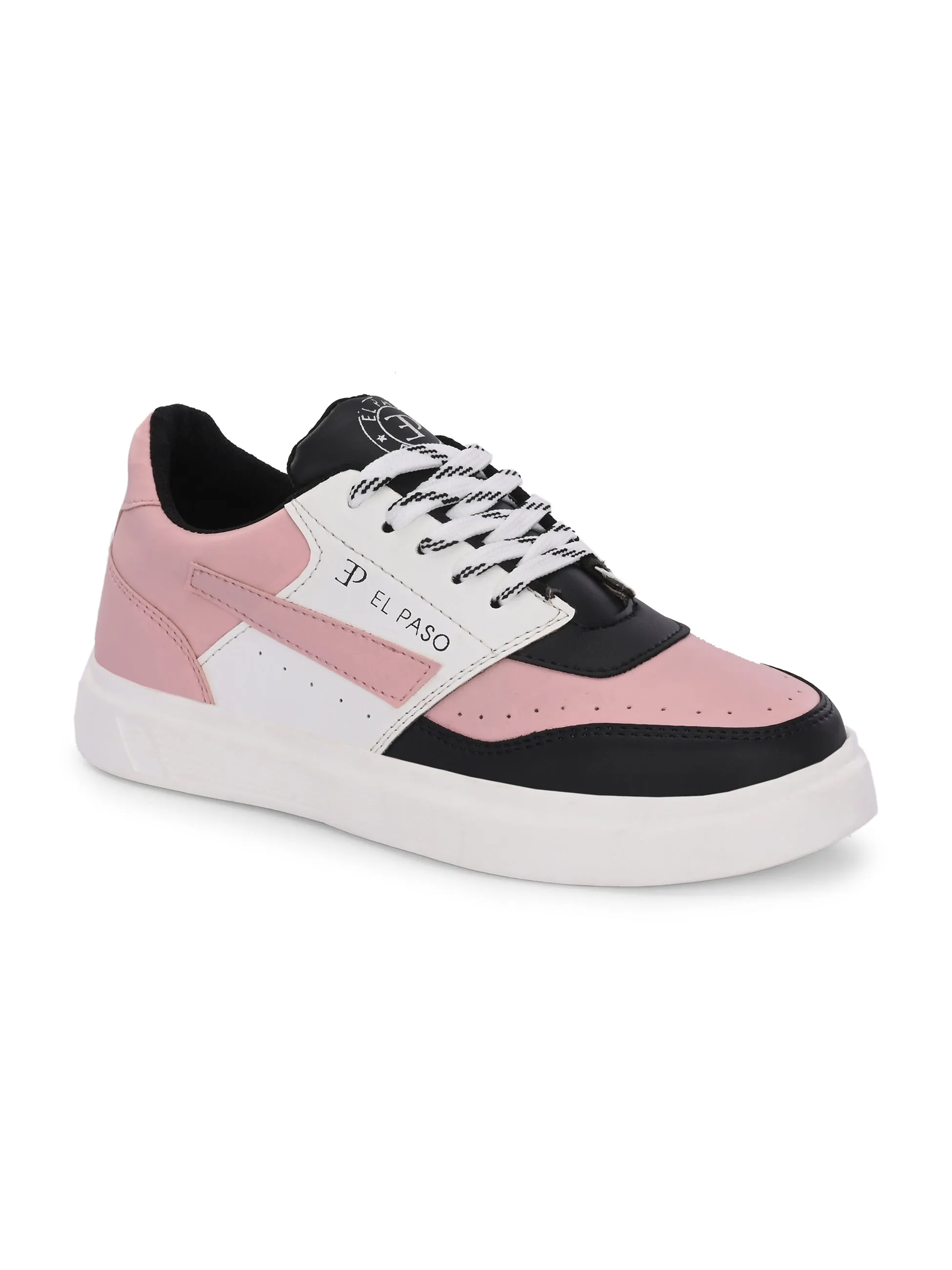 EL PASO Faux Leather Casual Lace Up Sneakers For Women
