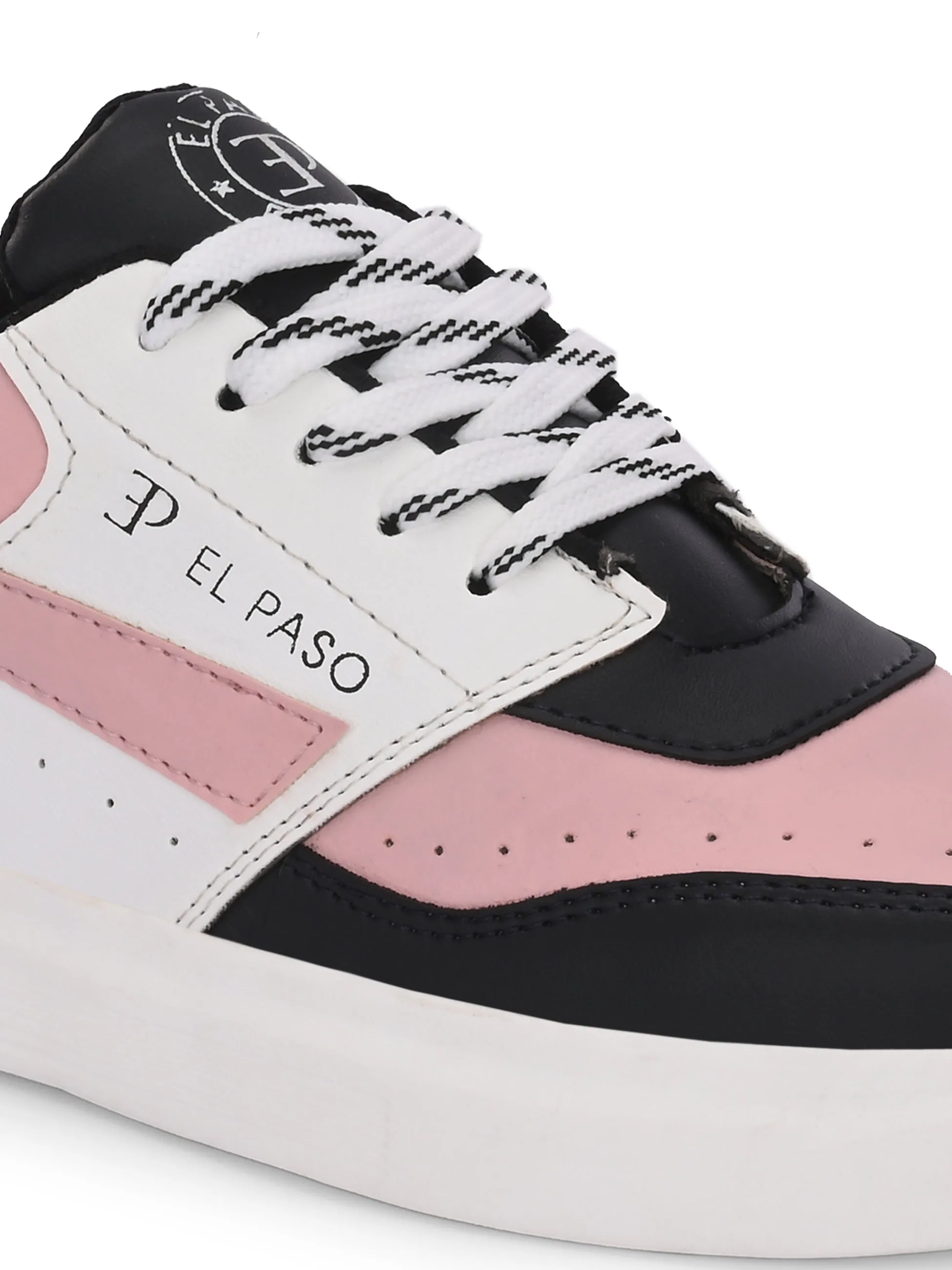 EL PASO Faux Leather Casual Lace Up Sneakers For Women