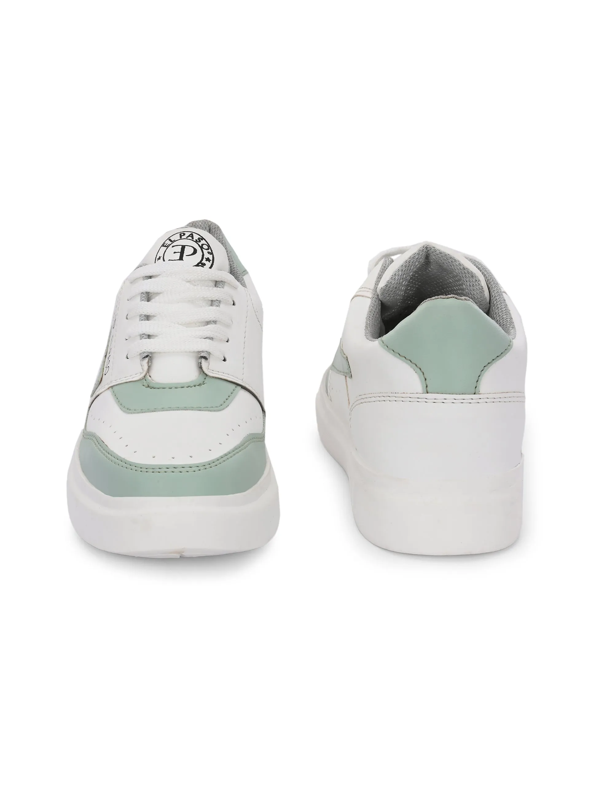 EL PASO Faux Leather Casual Lace Up Sneakers For Women
