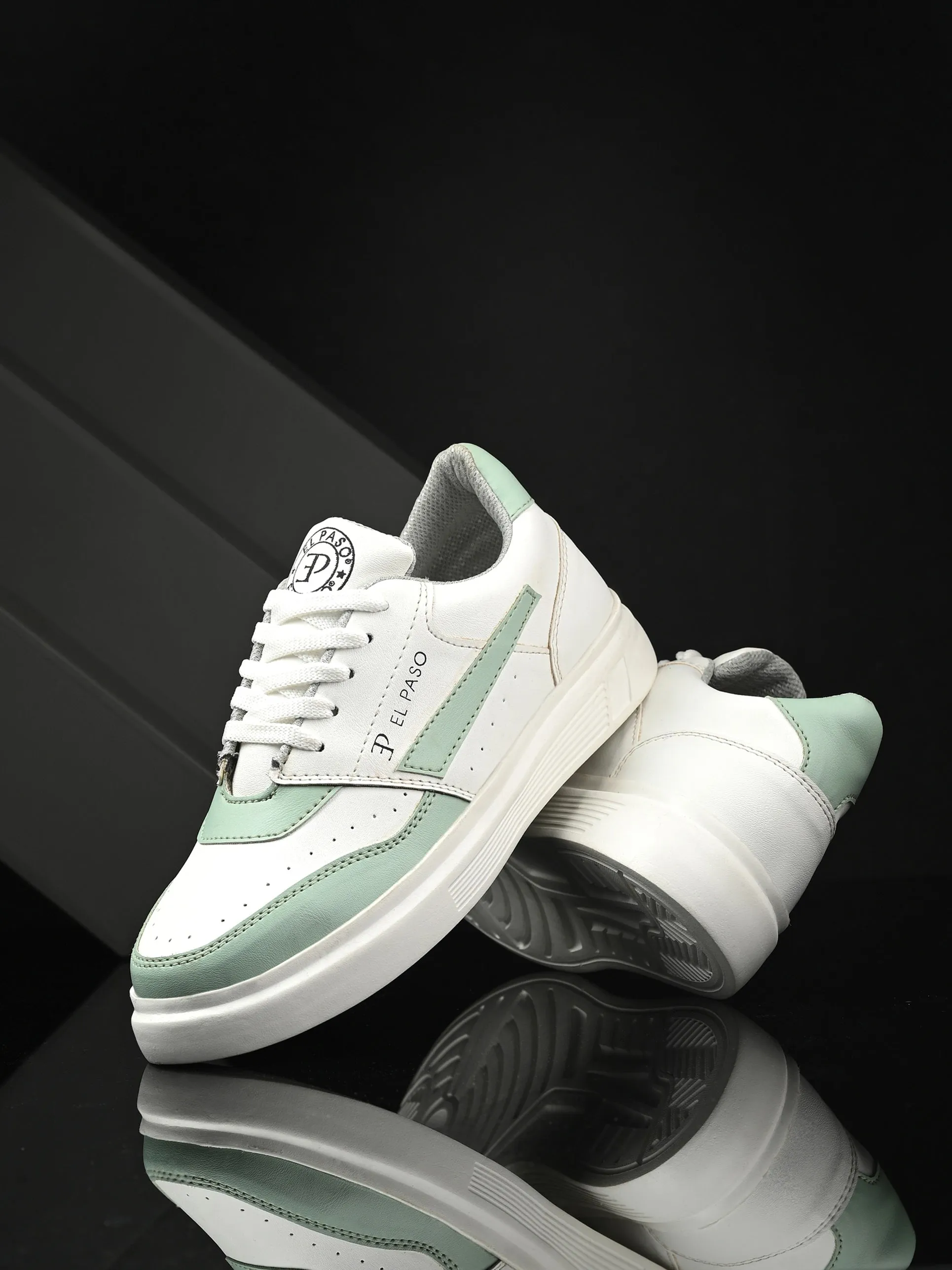 EL PASO Faux Leather Casual Lace Up Sneakers For Women