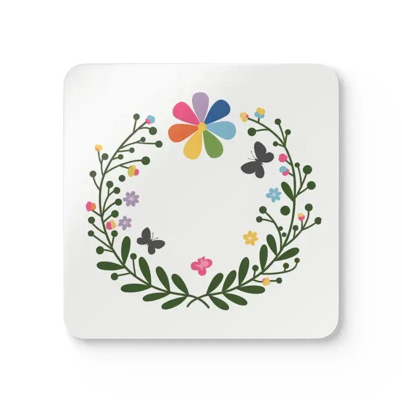 Elegant Flowers Corkwood Coaster Set for Stylish Decor