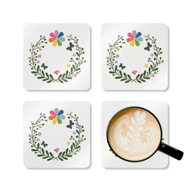 Elegant Flowers Corkwood Coaster Set for Stylish Decor