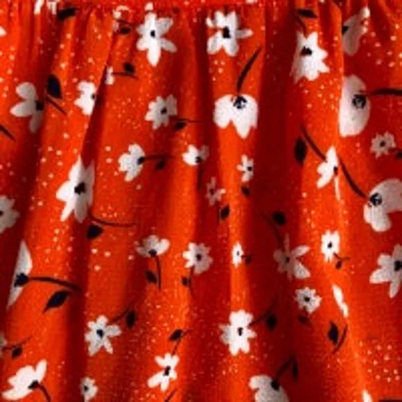 ELIZA J Floral Suplice Tiered Long Sleeves V-Neck Coral Dress Women’s Size 8 NWT
