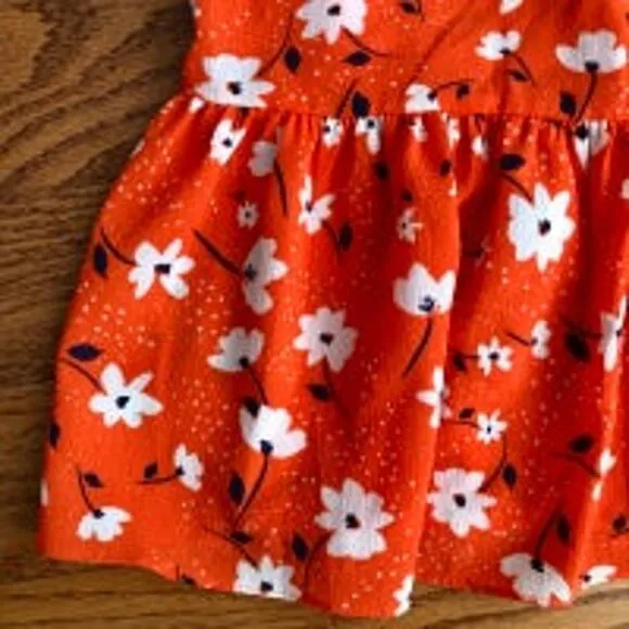 ELIZA J Floral Suplice Tiered Long Sleeves V-Neck Coral Dress Women’s Size 8 NWT