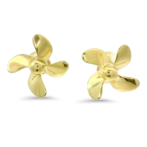 Estate A.G.A Correa 14k Yellow Gold 4-Blade Propeller Stud Earrings