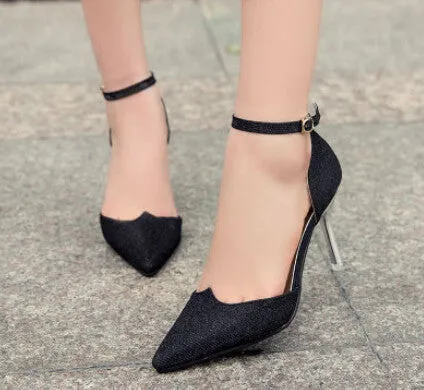 Fashion Ladies High Heels Buckle Strap Women Pointed Toe Shoes Stiletto Gorgenous Ladies Shoes#HR168