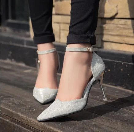 Fashion Ladies High Heels Buckle Strap Women Pointed Toe Shoes Stiletto Gorgenous Ladies Shoes#HR168
