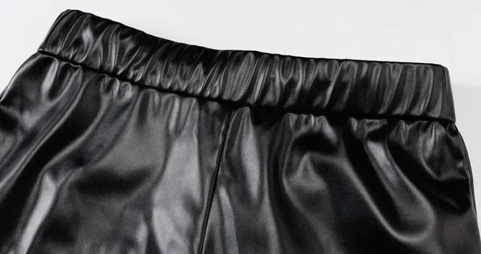 Faux Leather Crop Top and Pants Set