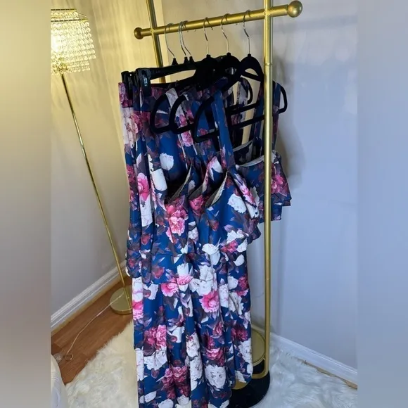 Floral Skirt Set long skirt thin strap Top