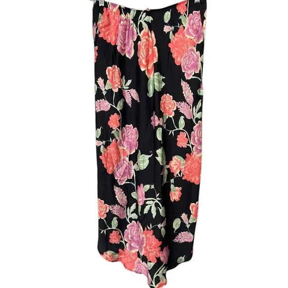 Free People Romance In Rome Midi Skirt Women's Size Small Satin Lace Floral NEW