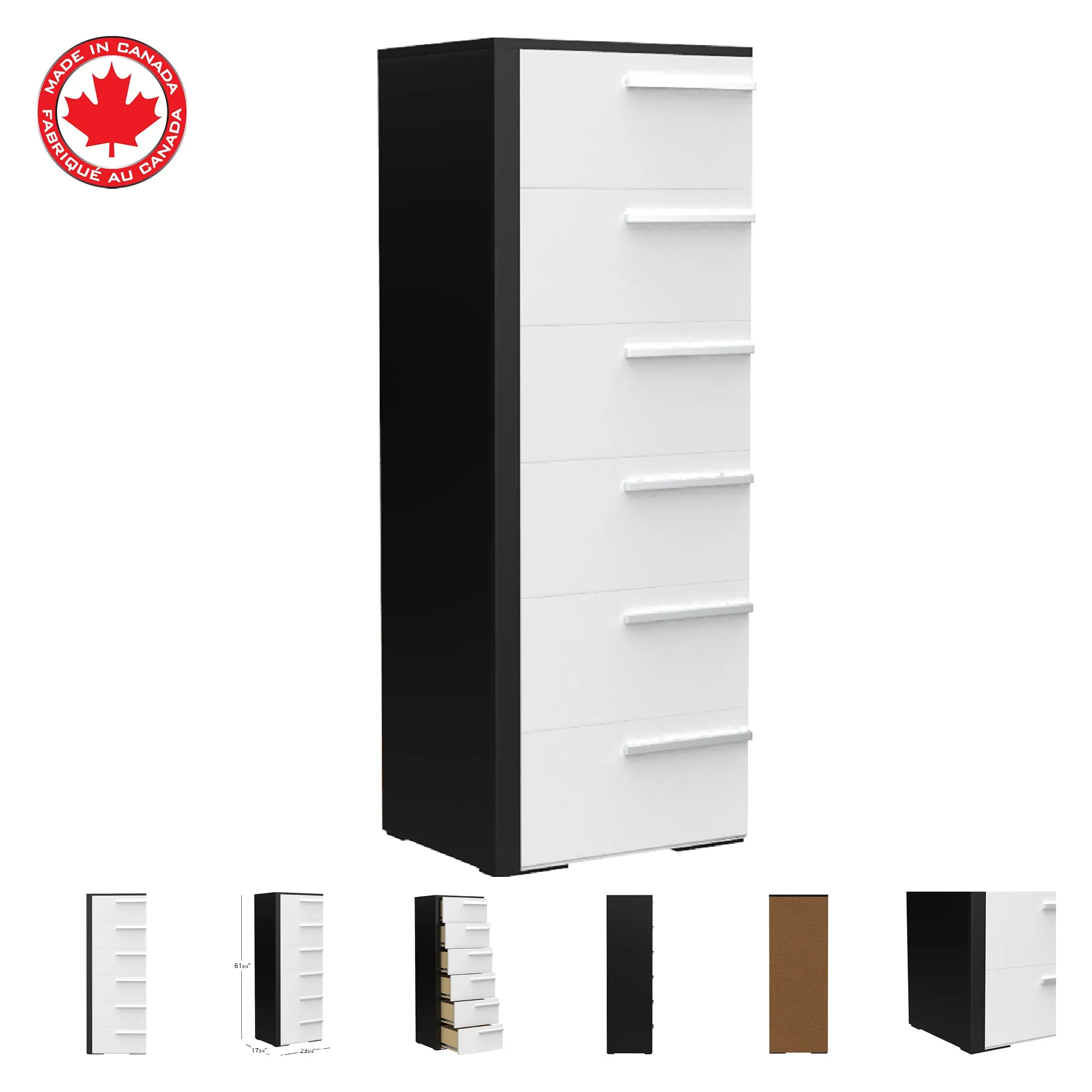 Gabriella 6 drawer chest storage for nursery bedroom, java & white